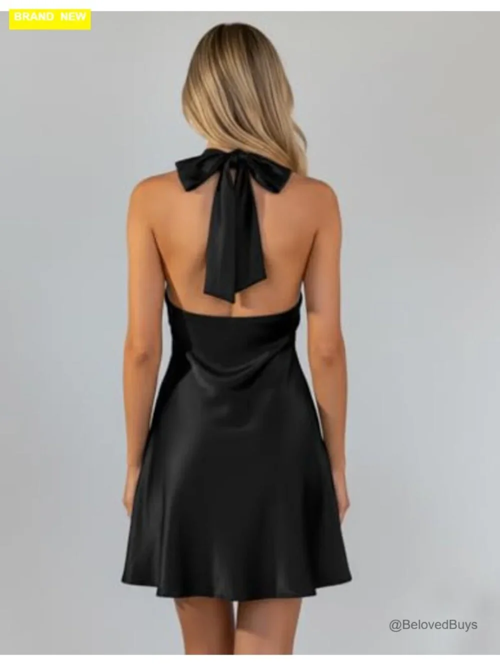 Halter Neck Backless Satin Mini Dress Bodycon Club Night Out